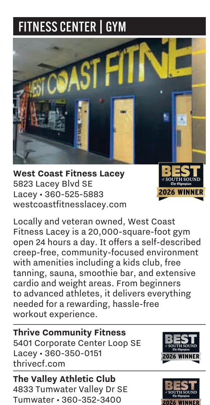 Best of South Sound 2026 magazine listing — West Coast Fitness Lacey